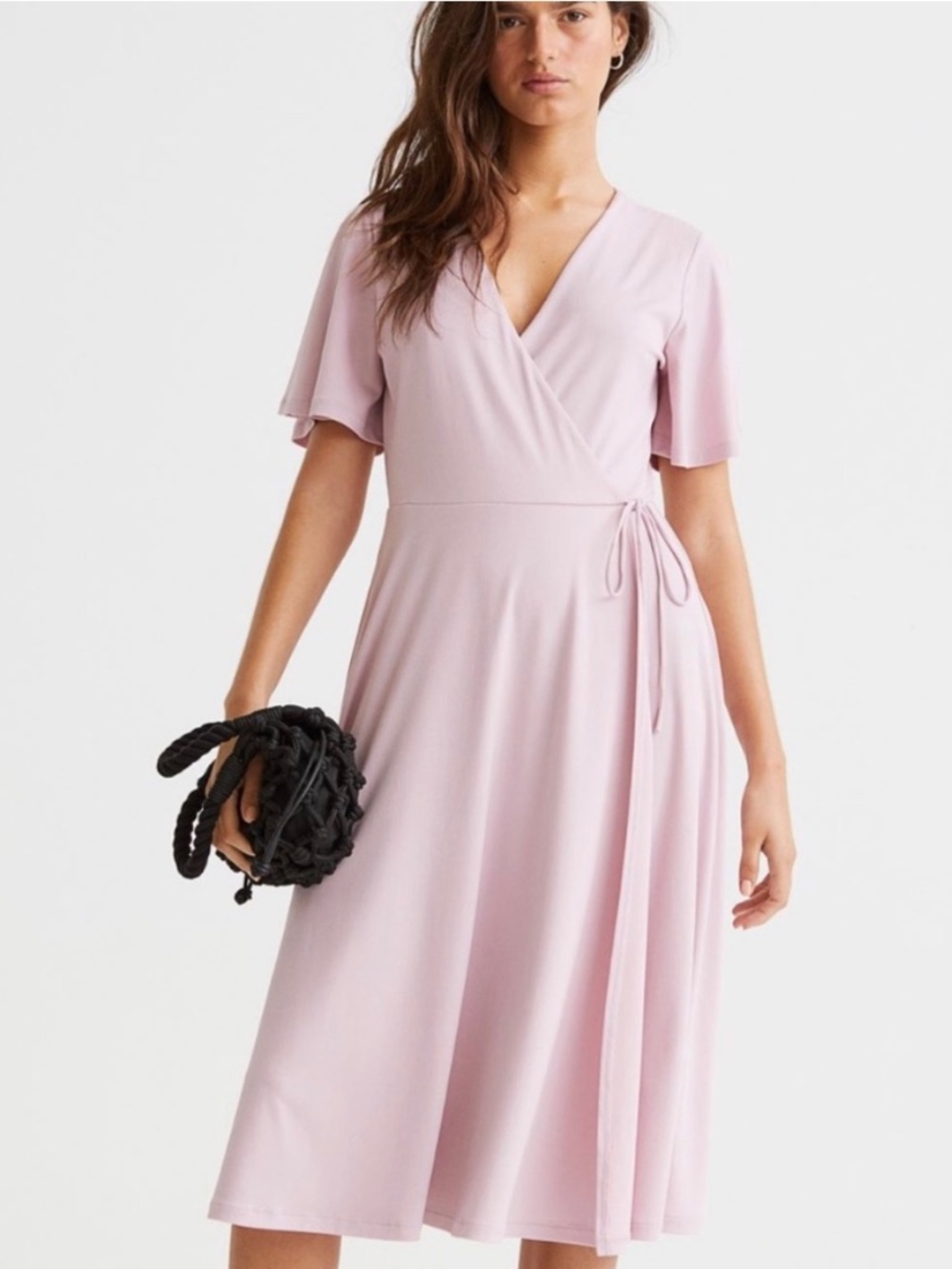 H&M Midi Wrap Dress Light Pink